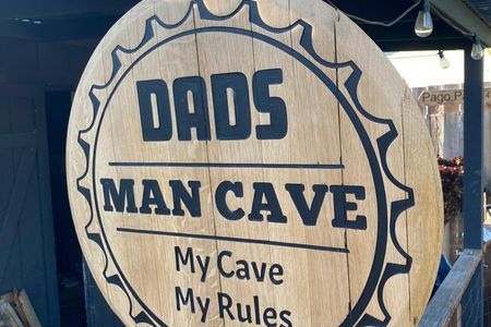 Carved wine barrel lid