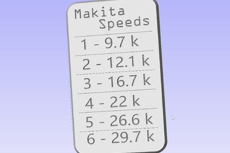 MAKITA SPEEDS CHART